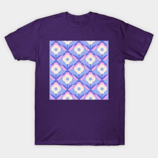 Purple Retro Funky Flowers T-Shirt